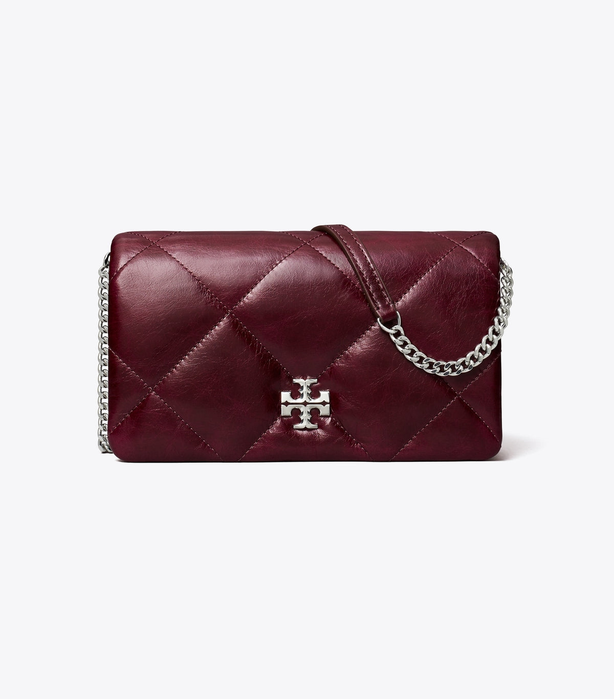 Tory Burch Kira Diamond Quilt Distressed Crossbody - Dark Carmine