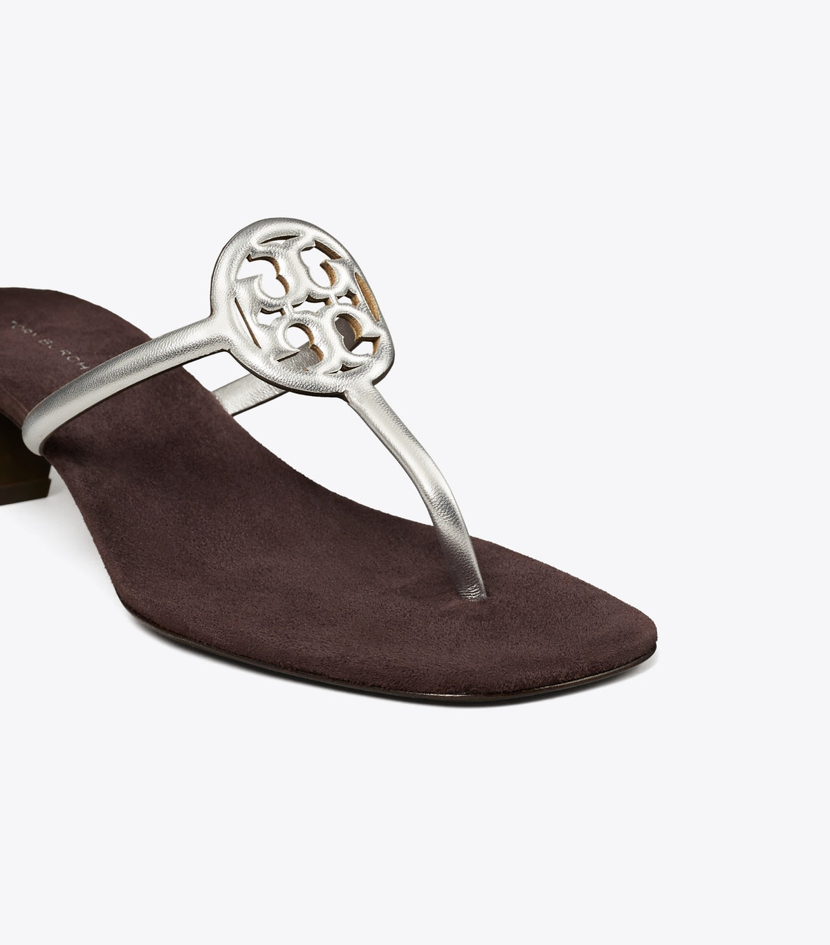 Tory Burch Miller Capri Kitten Heel - Silver / Cocoa