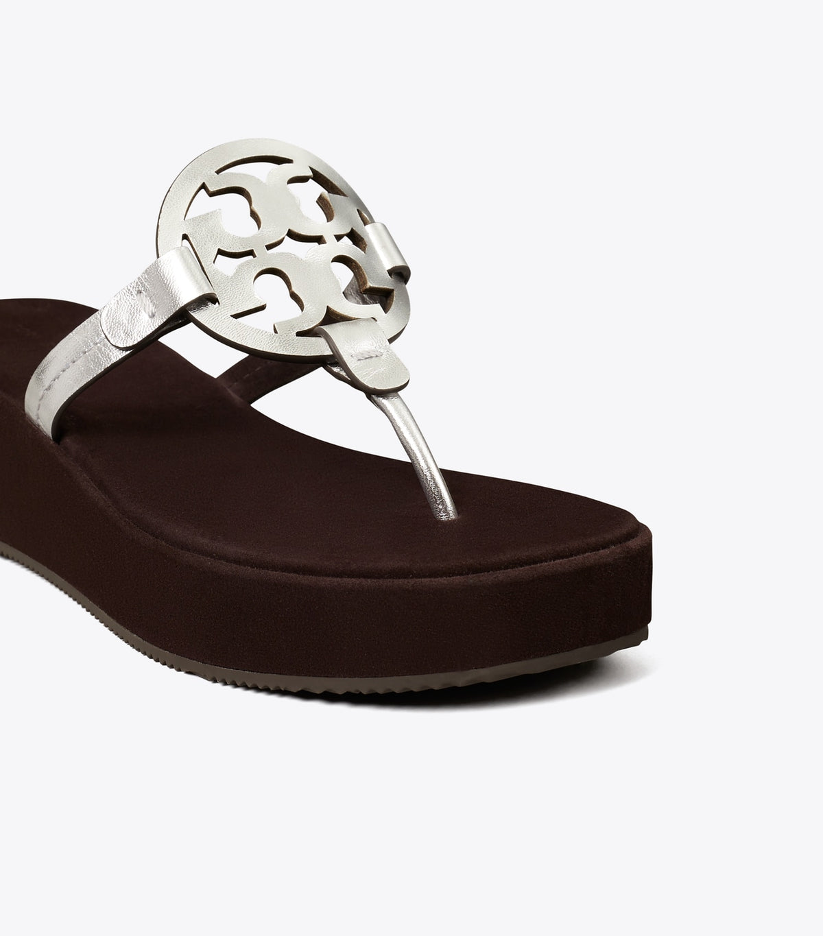 Tory Burch Miller Wedge - Silver / Cocoa
