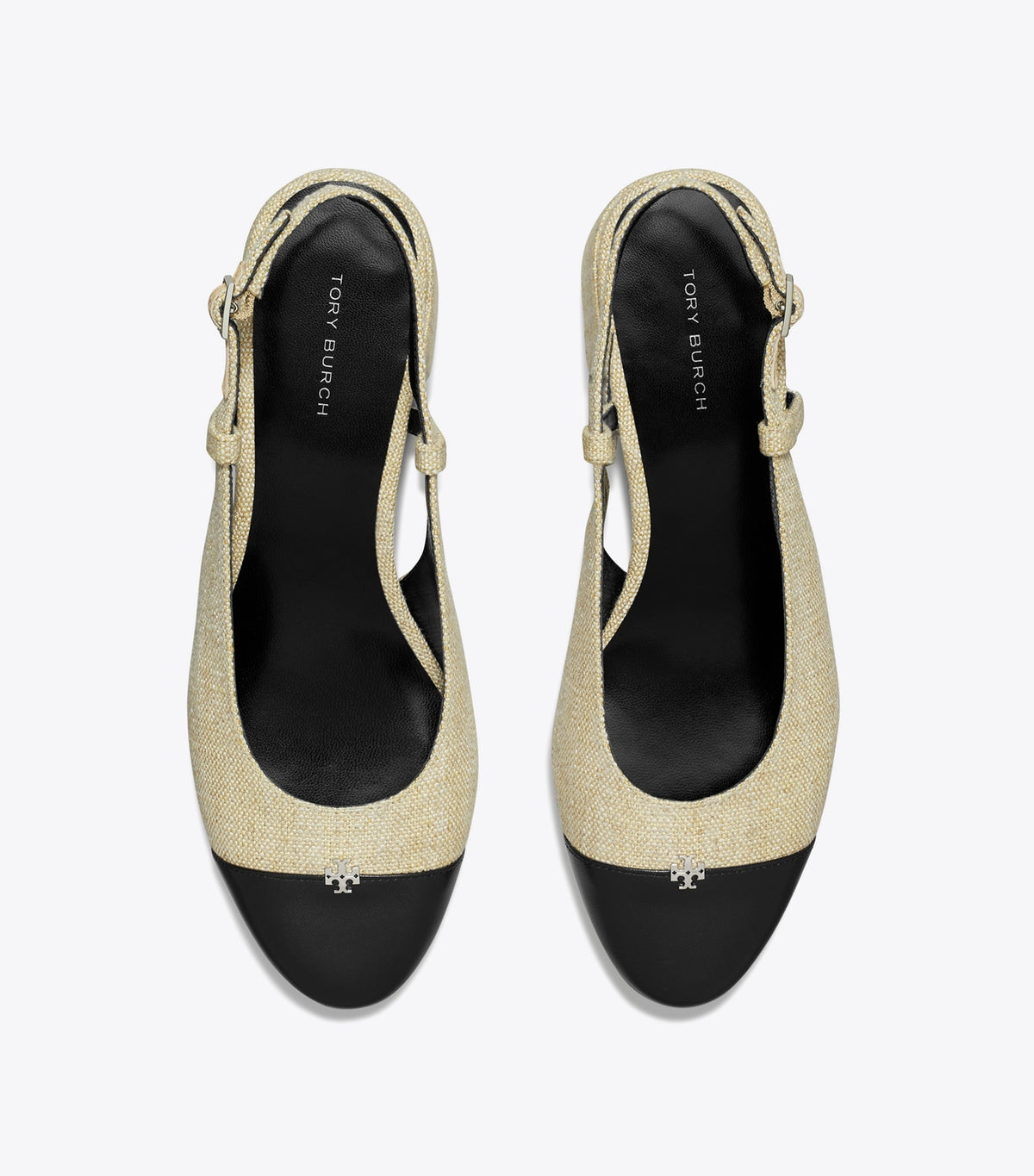 Tory Burch Cap-Toe Slingback - Wild Wheat / Perfect Black