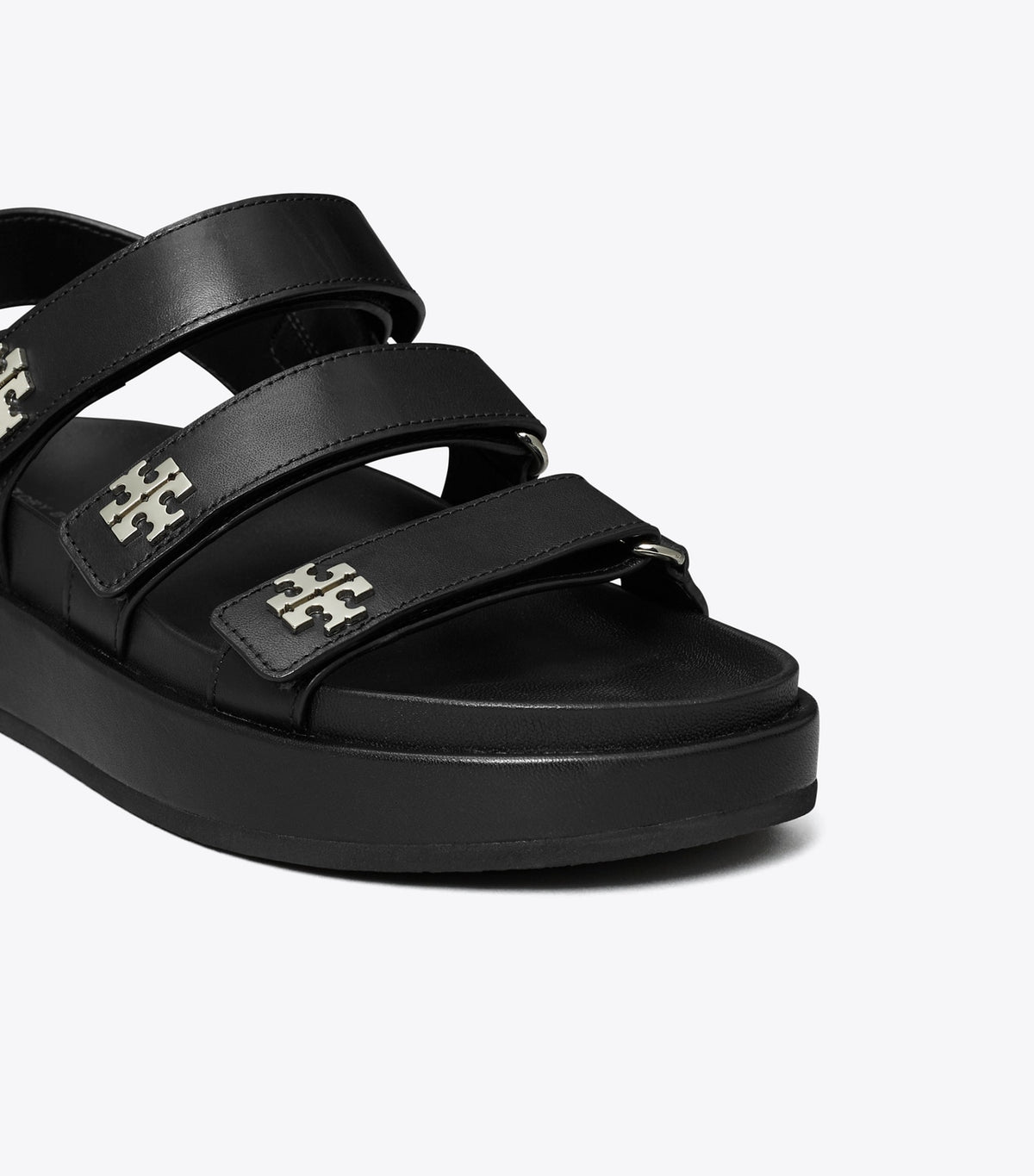 Tory Burch Kira Sport Triple-Strap Sandal - Perfect Black / Silver