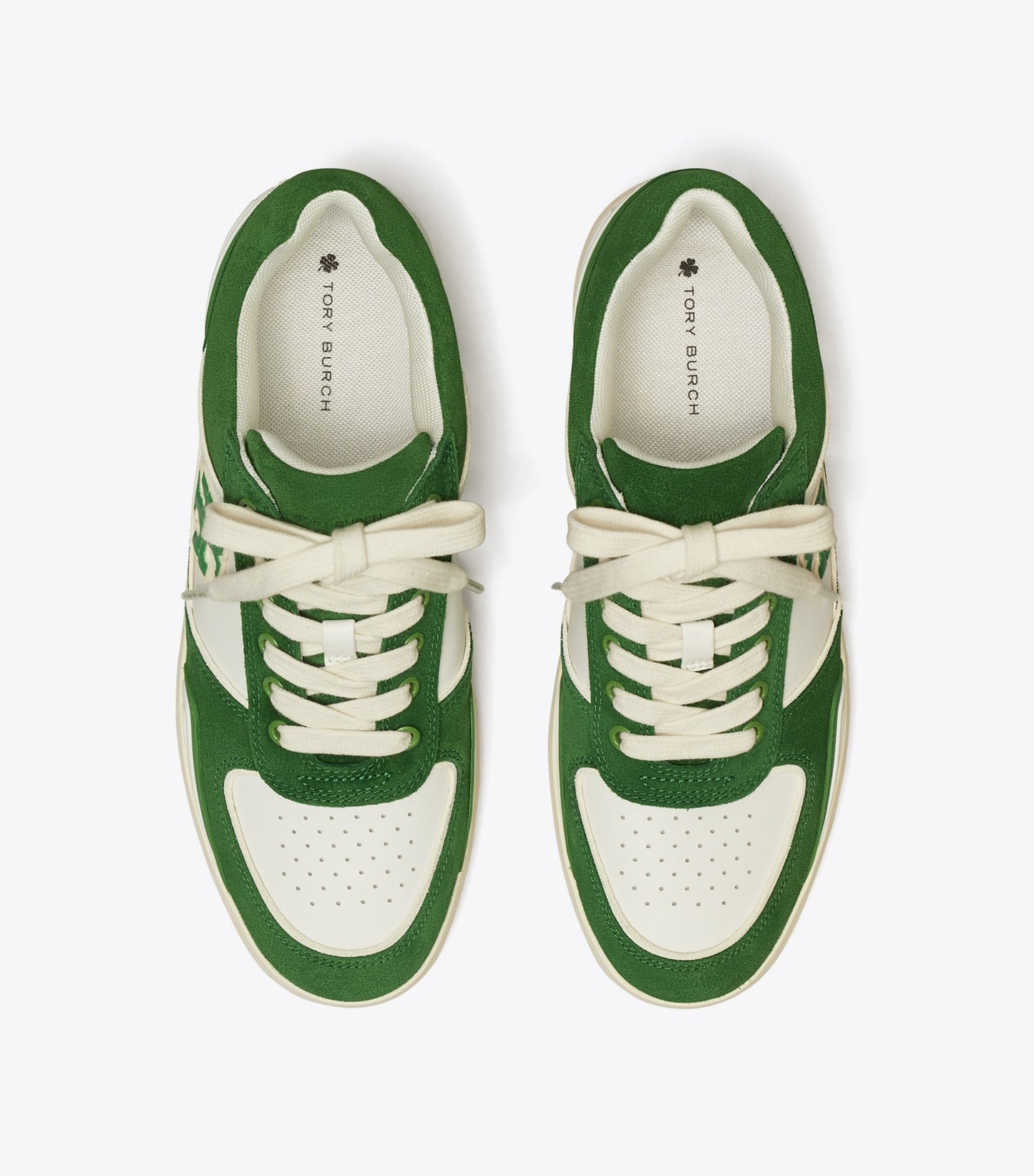 Tory Burch Clover Court Sneaker - White / Mossy Green / Mossy Green
