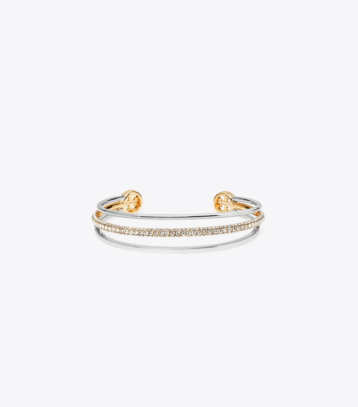 Tory Burch Icon Pavé Cuff - Tory Silver / Tory Gold / Crystal