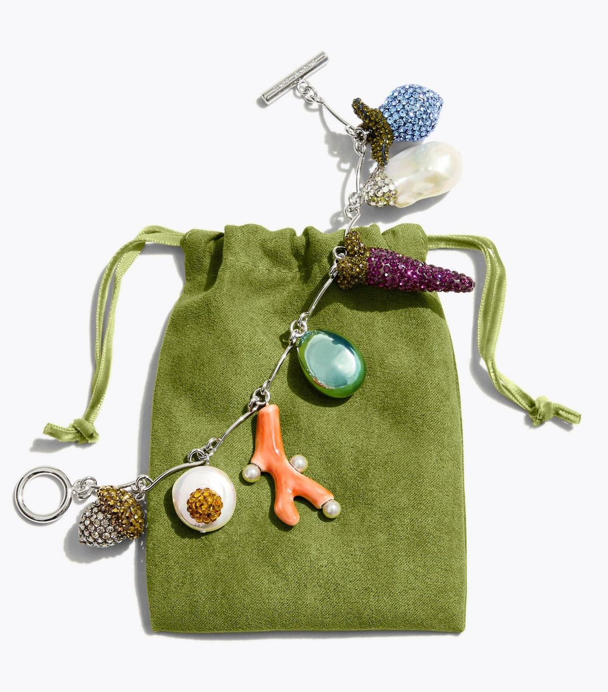 Tory Burch Curiosity Vegetable Charm Bracelet - Tory Silver / Multi