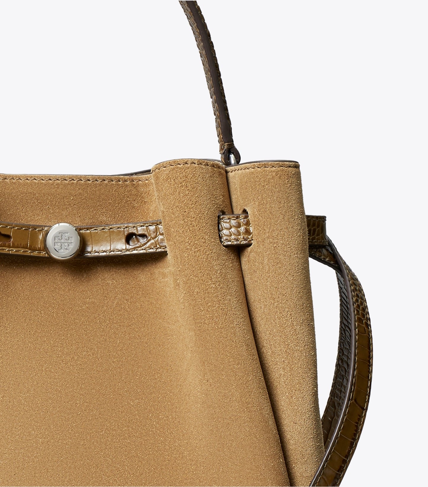Tory Burch Romy Suede Bucket Bag - Stone