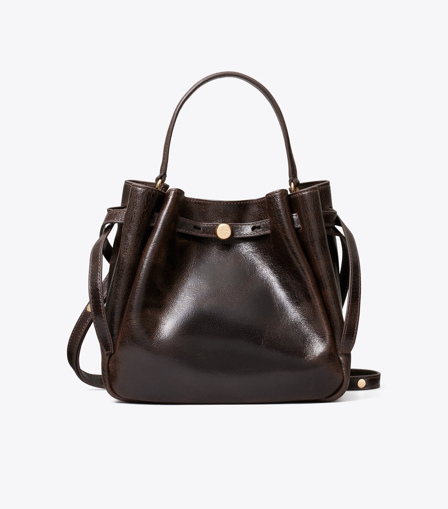 Tory Burch Romy Distressed Bucket Bag - Dark Brown