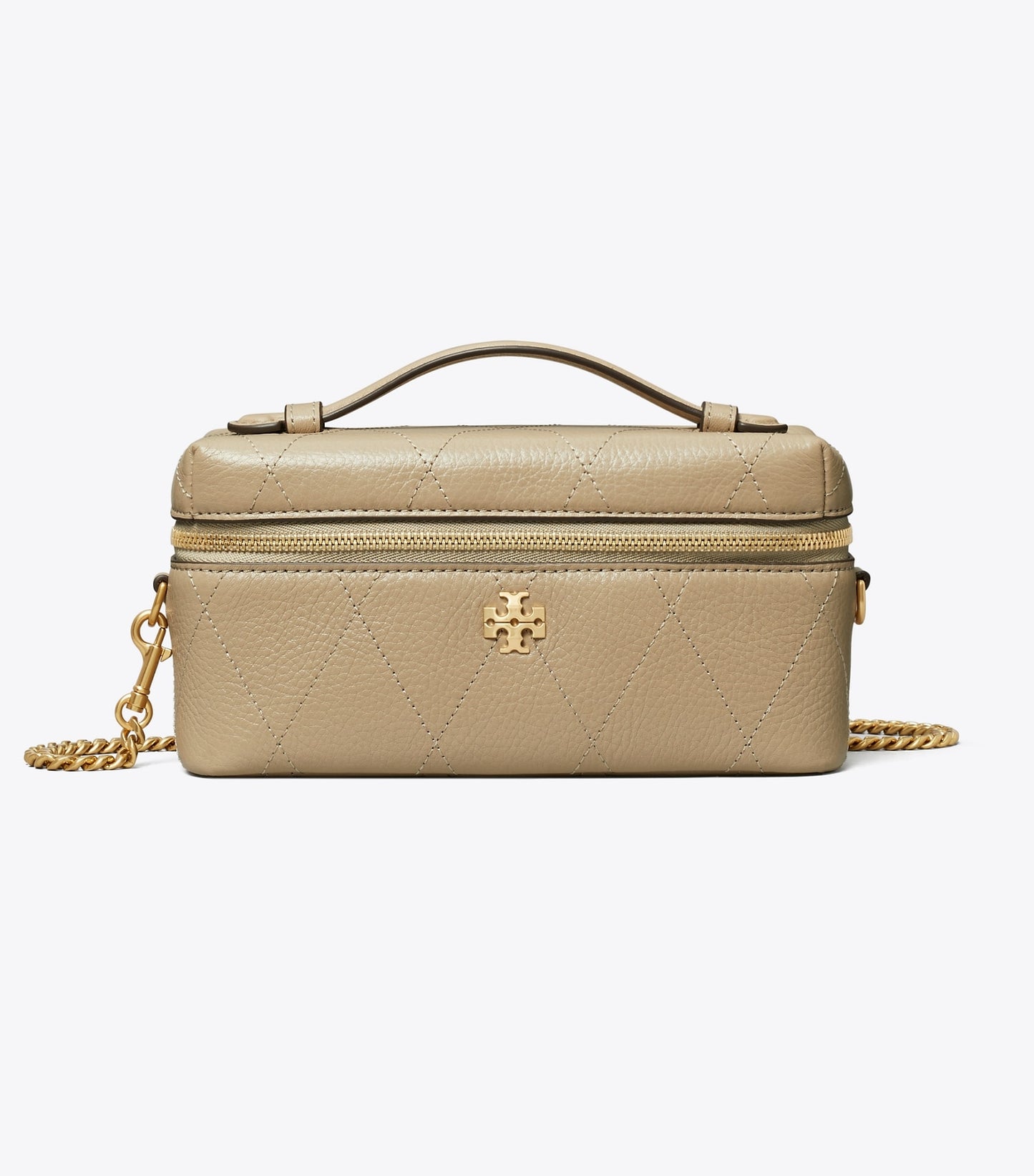 Tory Burch Charlie Quilted Vanity Case - Soft Cement