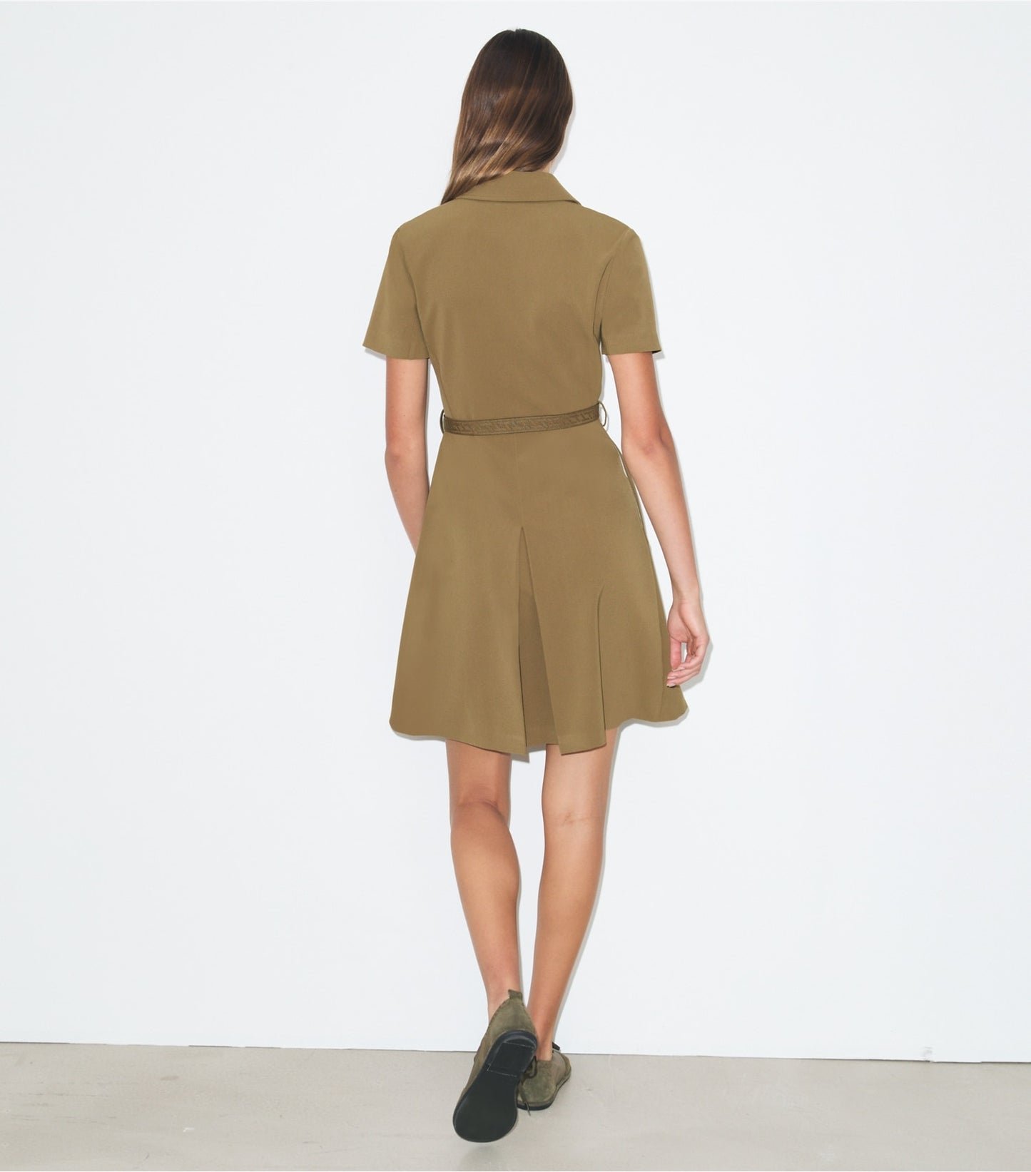 Tory Burch Short-Sleeve Pleated Golf Dress - Olive