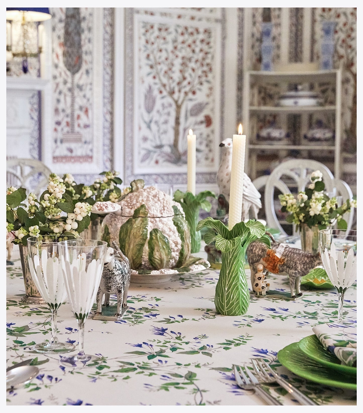 Tory Burch Lettuce Ware Candlestick, Set of 2 - Green