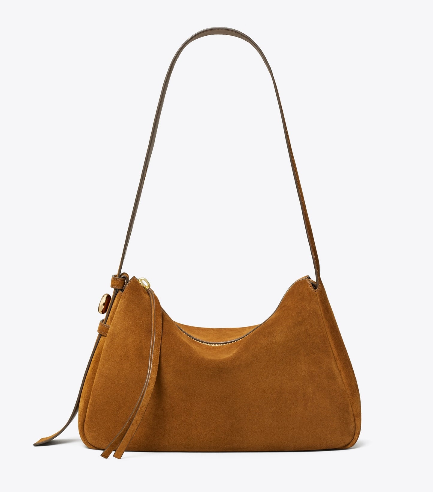 Tory Burch Romy Suede Shoulder Bag - Caramel