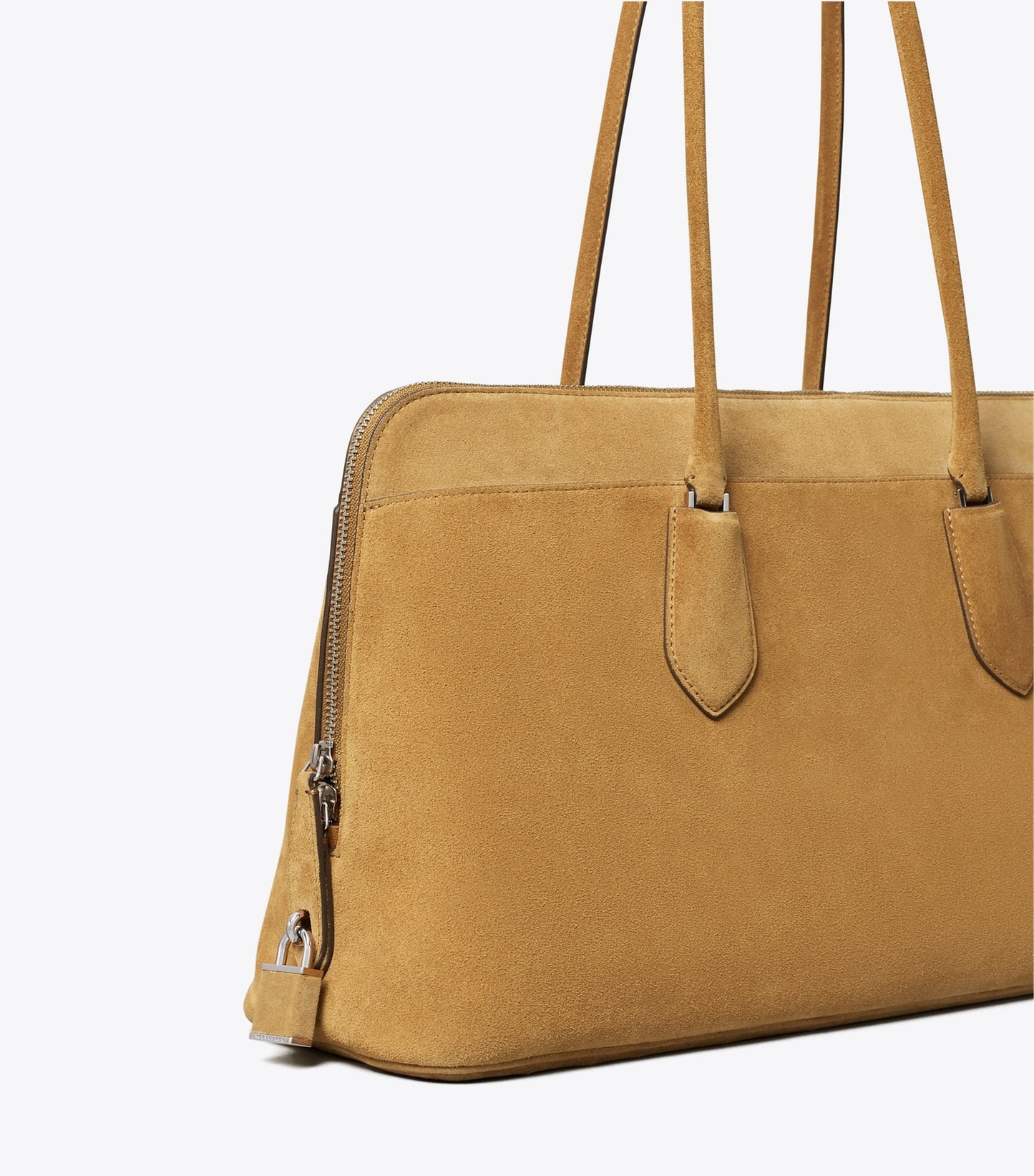 Tory Burch Lock Suede Satchel - Toffee
