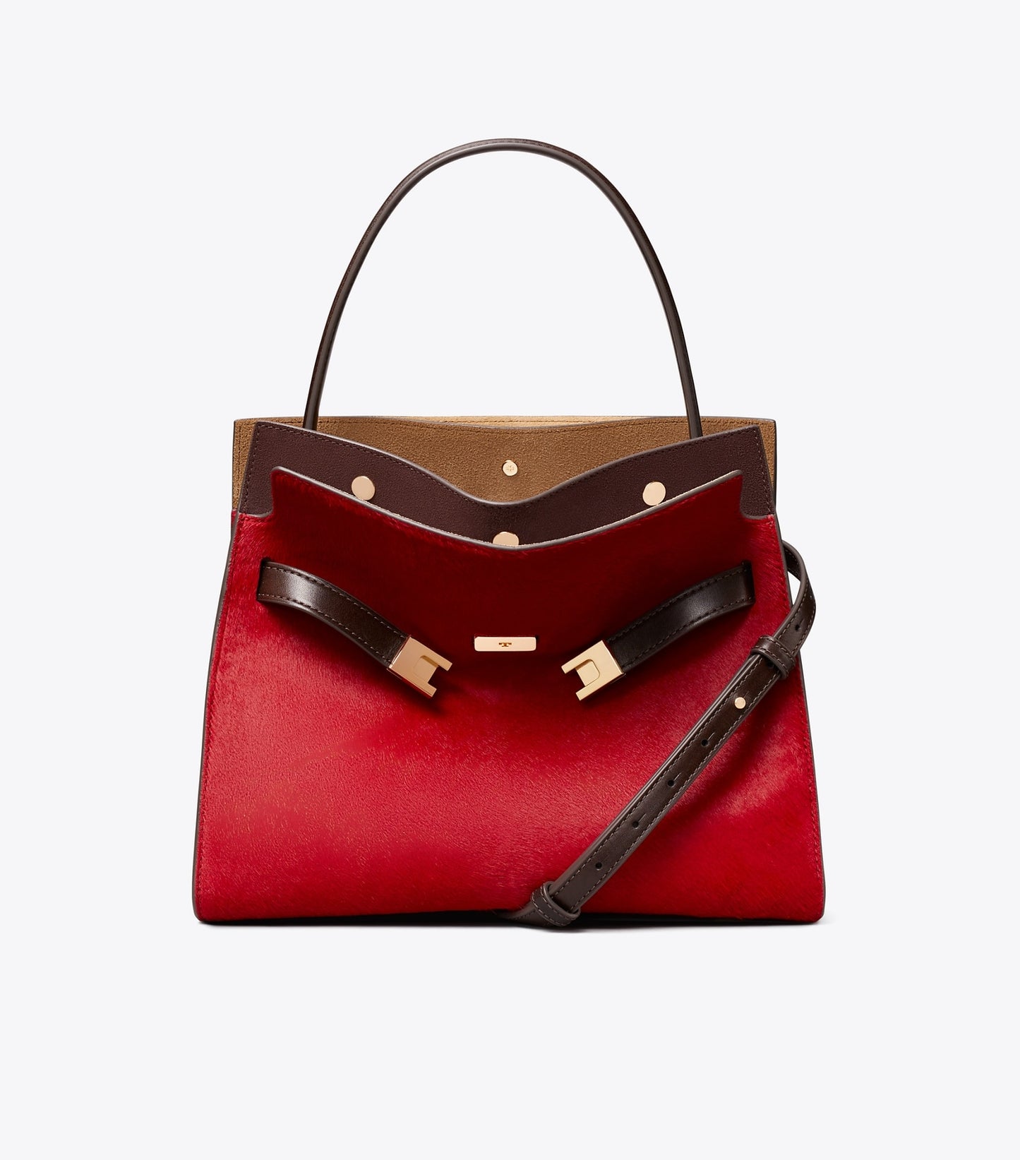 Tory Burch Small Lee Radziwill Calf Hair Double Bag - Toucan Red
