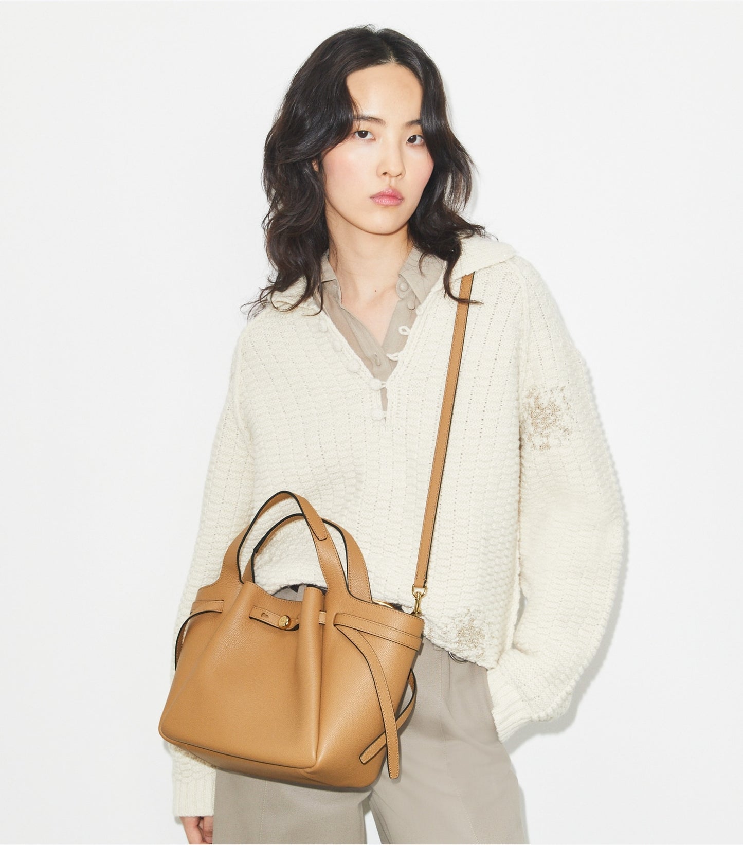 Tory Burch Small Leather Tote - Tiramisu