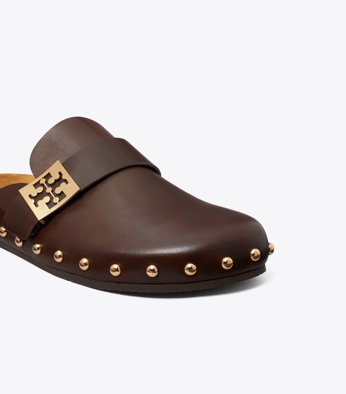 Tory Burch Mellow Studded Mule - Deep Mocha / Gold