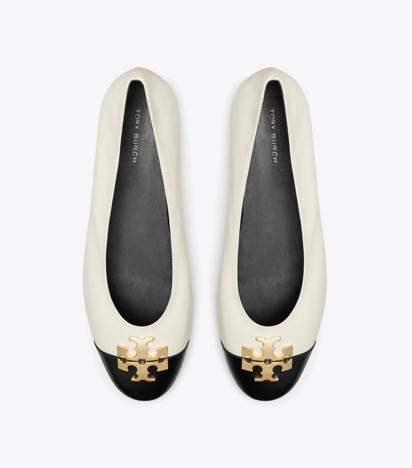 Tory Burch Charlie Ballet - Light Cream / Perfect Black / Gold
