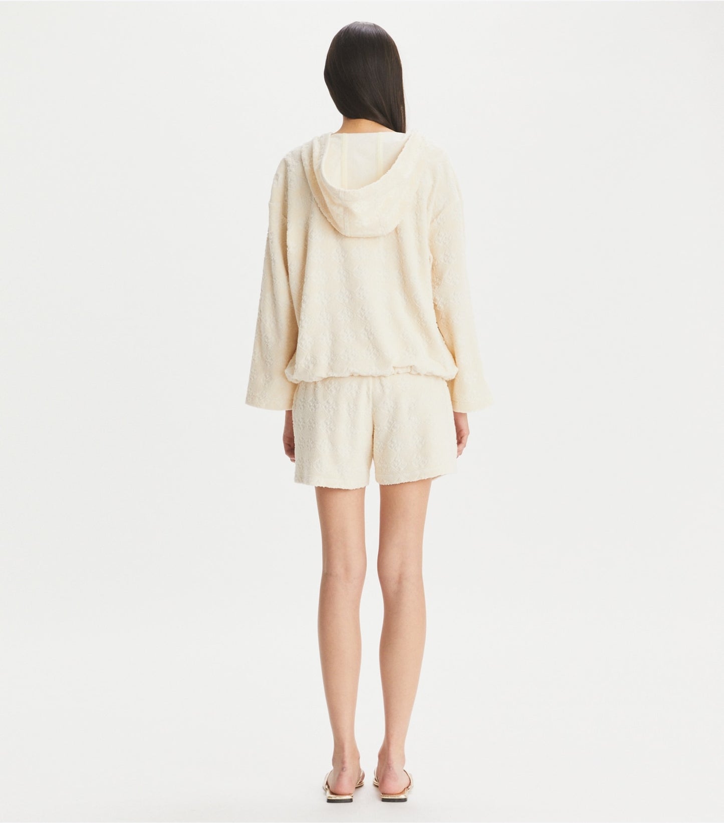 Tory Burch Terry Jacquard Logo Hoodie - New Ivory