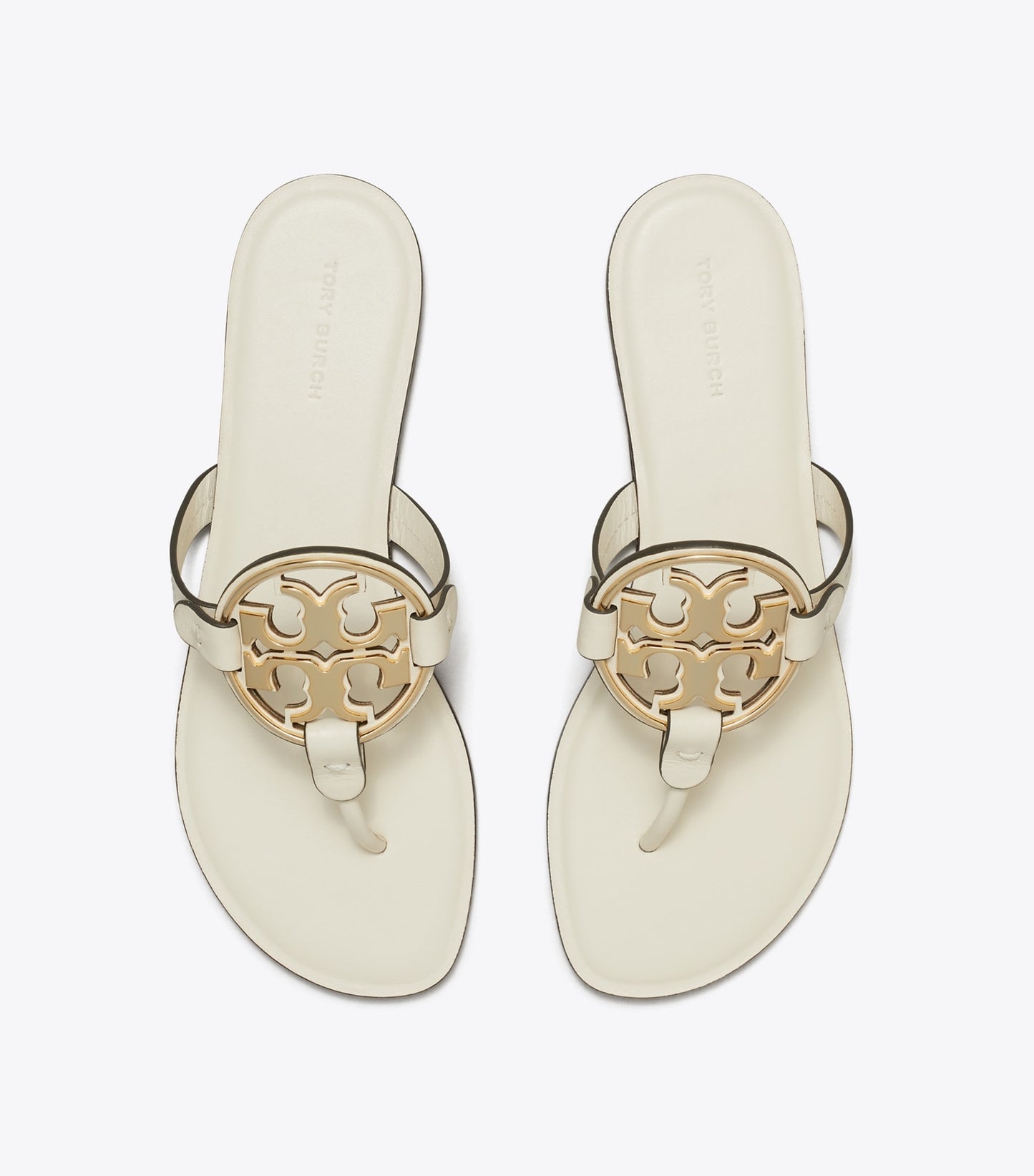 Tory Burch Metal Miller Sandal - Light Cream / Gold