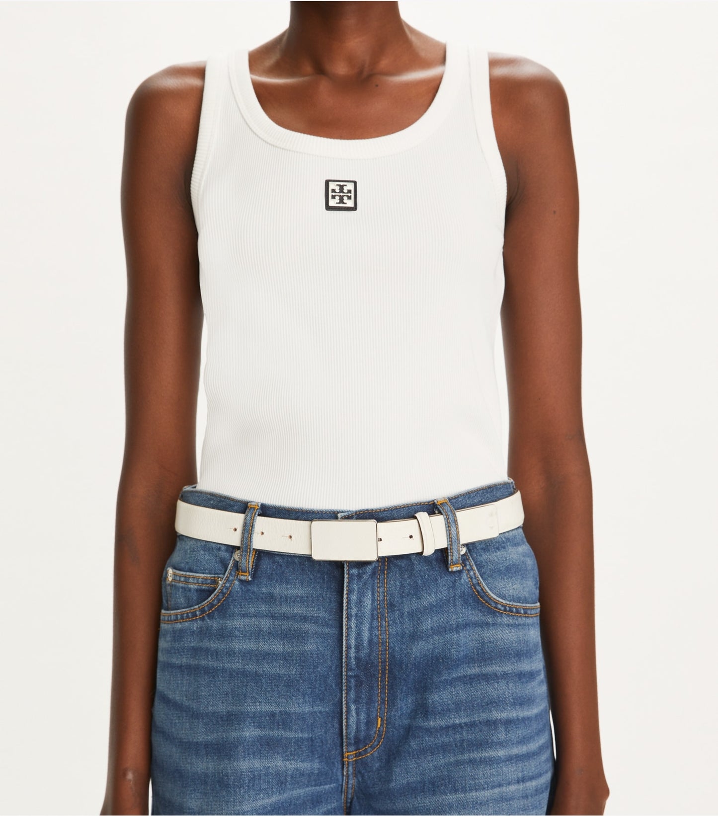 Tory Burch Plate Belt - Blanc/Silver