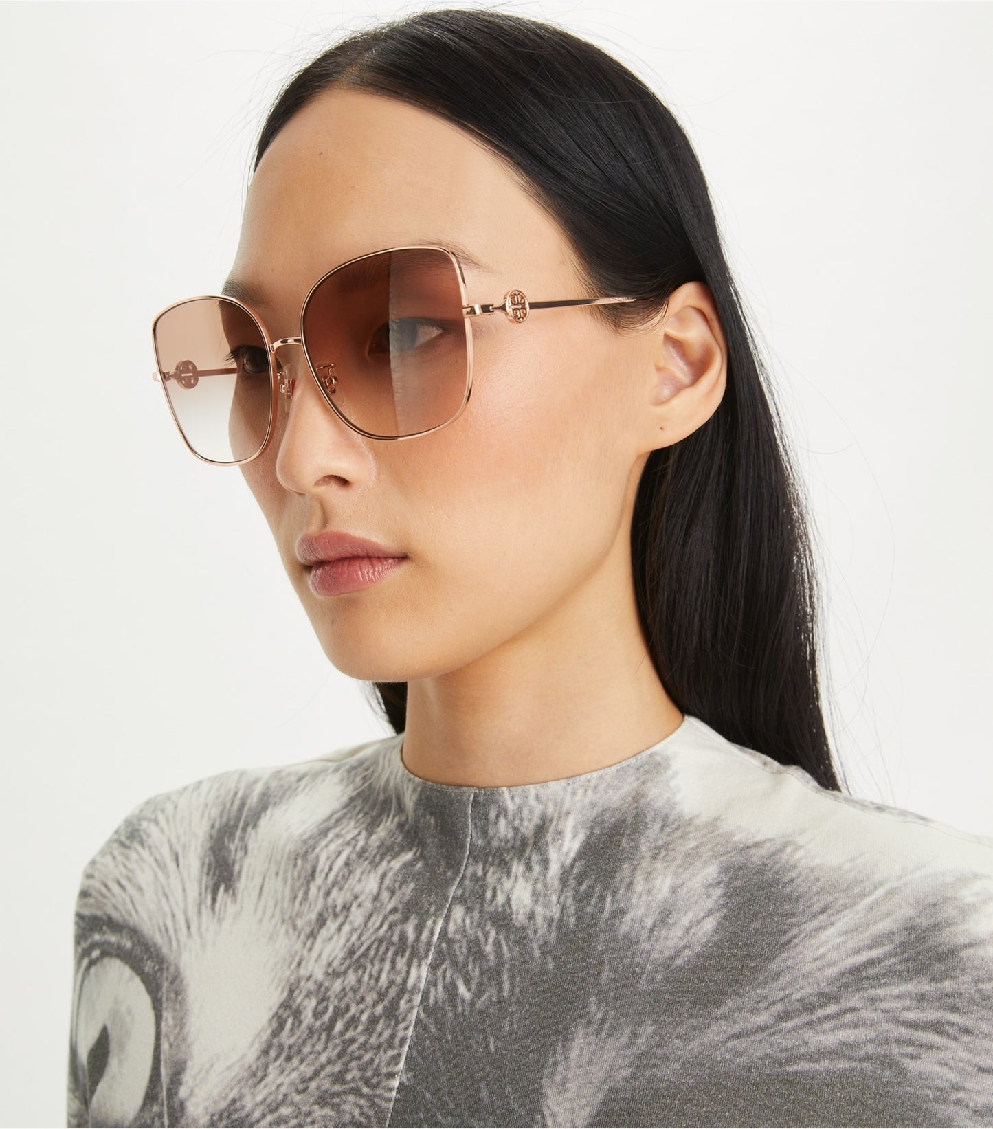 Tory Burch Miller Metal Oversized Butterfly Sunglasses - Rose Gold/Light Brown Gradient