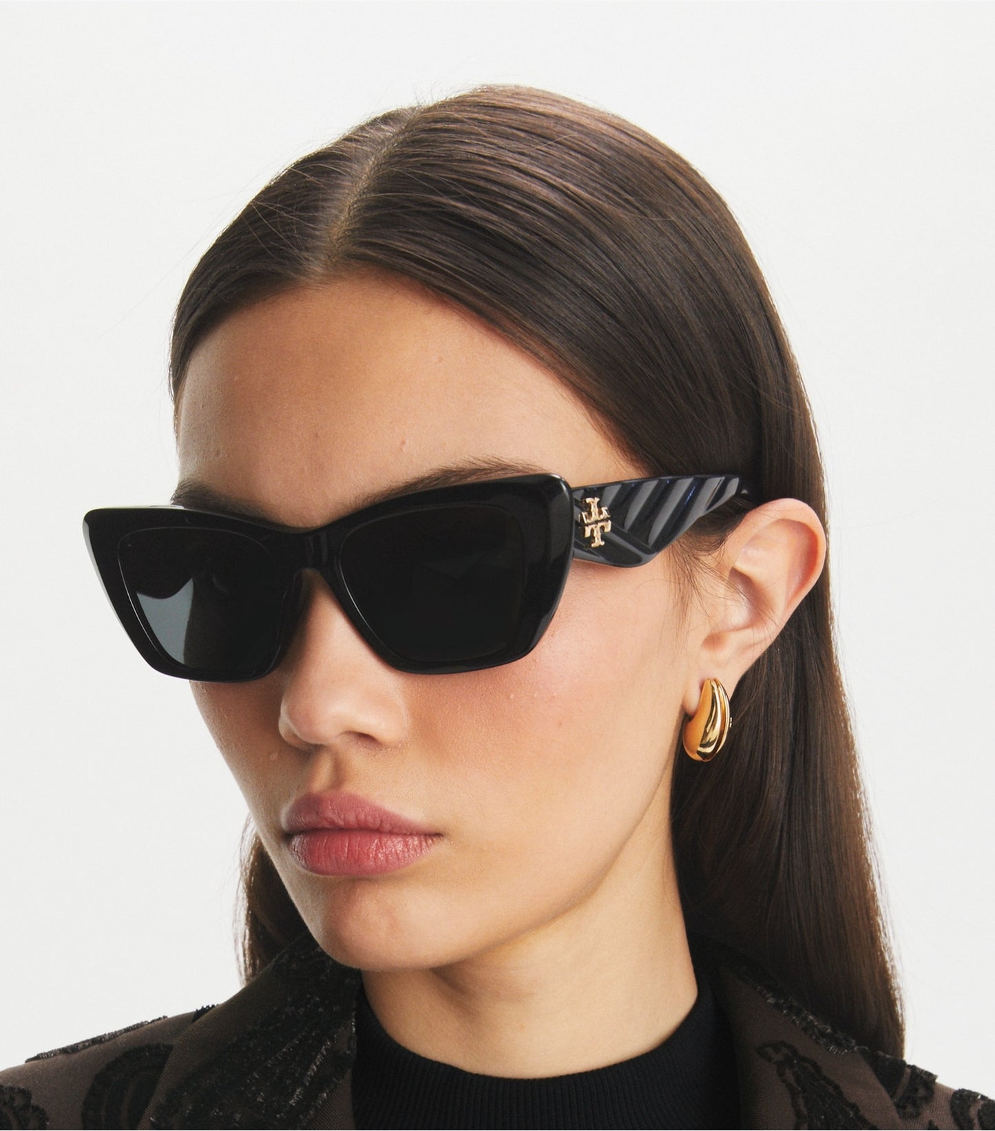 Tory Burch Kira Cat-Eye Sunglasses - Black/Dark Grey