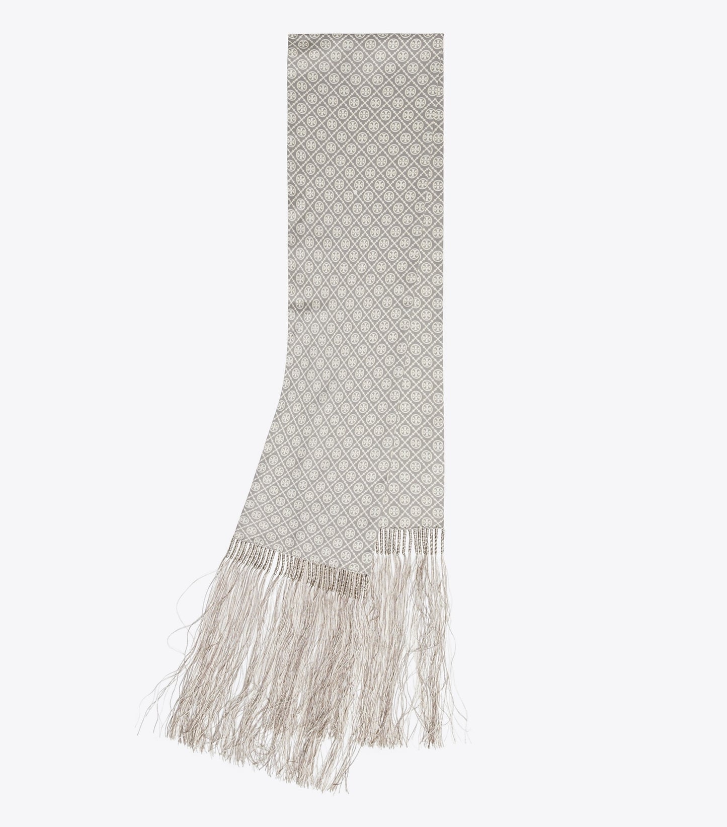 Tory Burch T Monogram Fringed Oblong Scarf - Mini T Monogram Grey