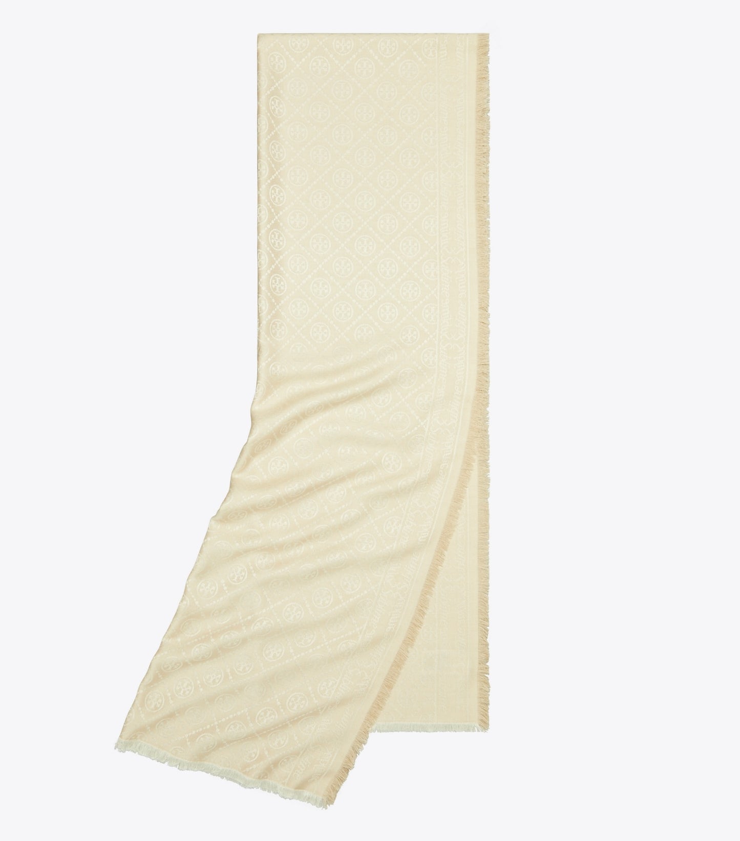 Tory Burch T Monogram Jacquard Oblong Scarf - Light Cream