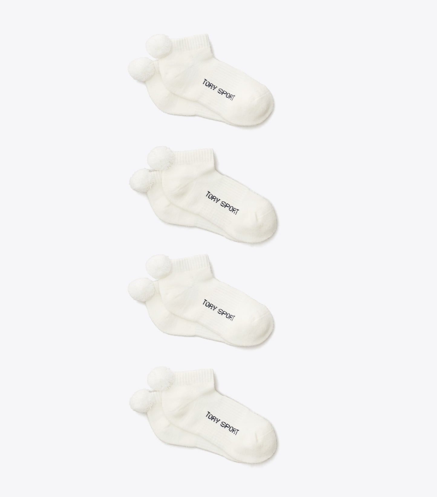 Tory Burch Performance Compression Pom-Pom Socks, 4-Pack - Snow White