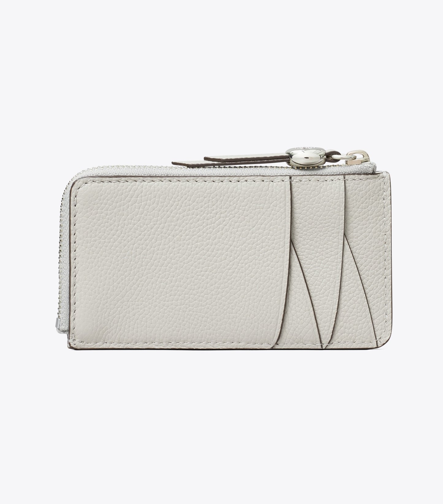 Tory Burch Leather Zip Card Case - Dove Gray