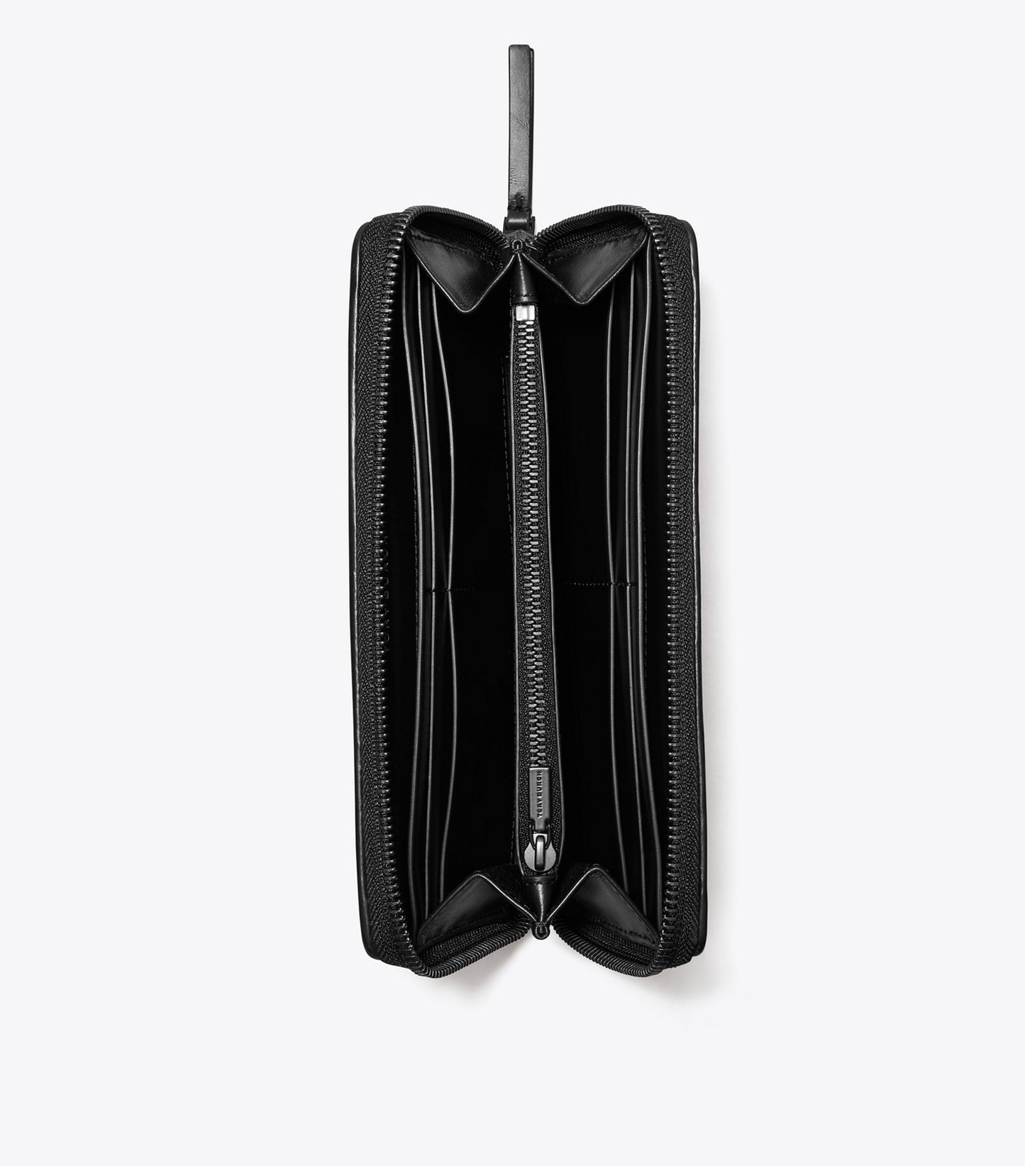 Tory Burch Kira Diamond Quilt Powder Coated Zip Continental Wallet - Black