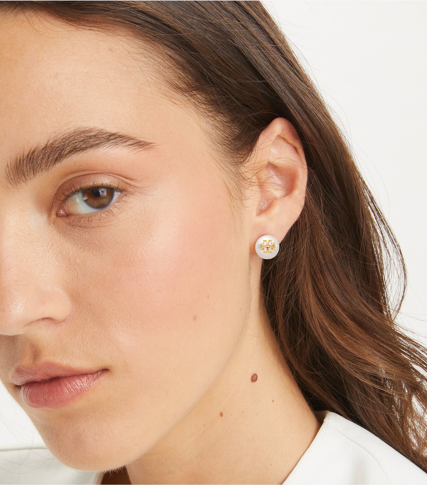 Tory Burch Moondance Pearl Stud Earrings - Ivory/Tory Gold
