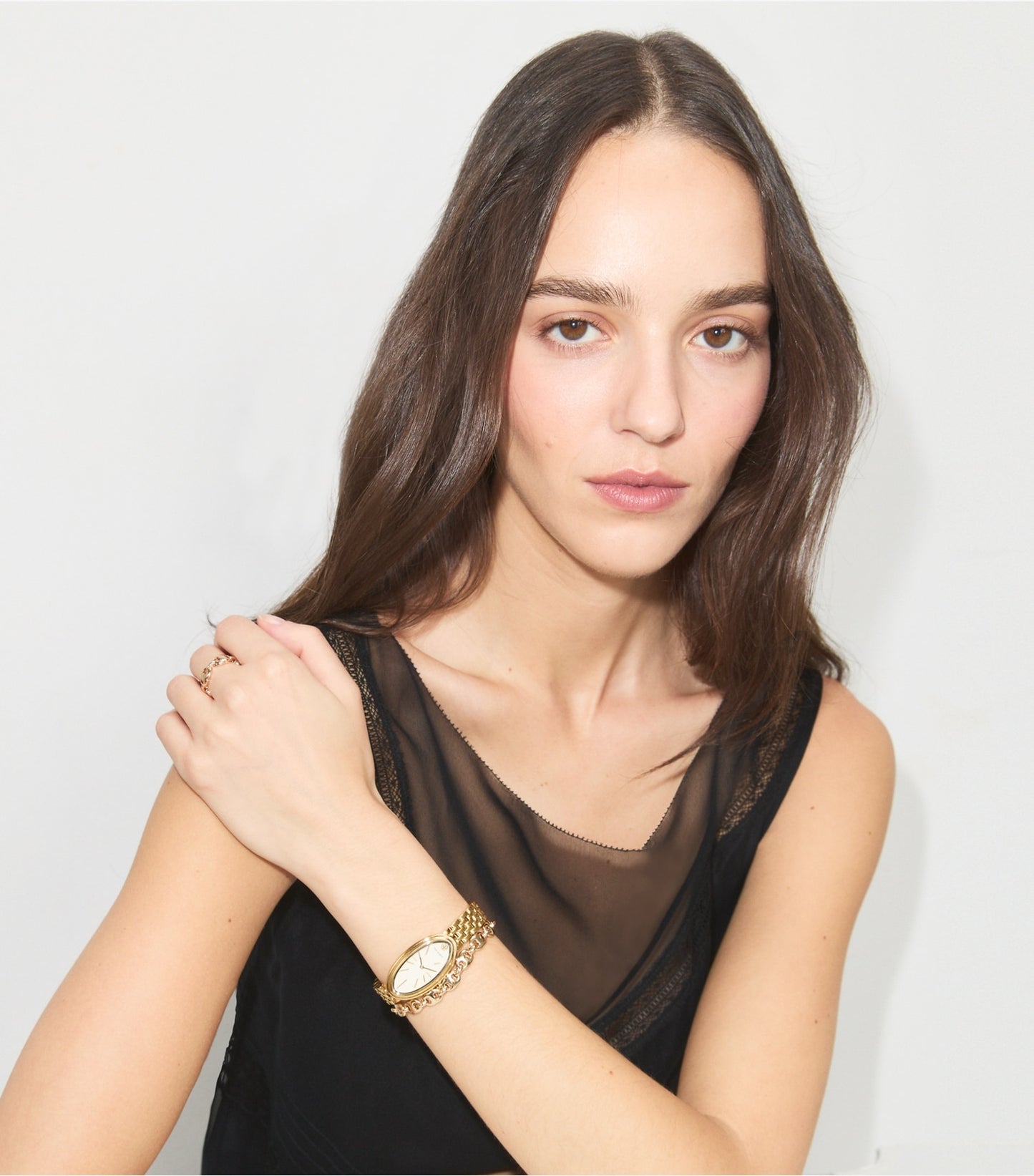 Tory Burch Elongated Oval Watch - Ivory/Gold