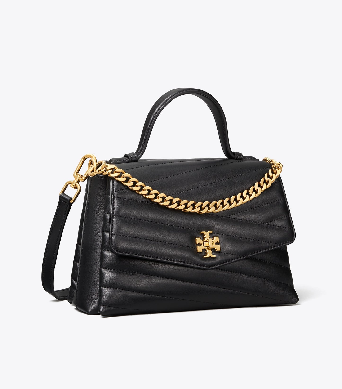 Tory Burch Kira Chevron Top-Handle Satchel - Black