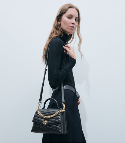 Tory Burch Kira Chevron Top-Handle Satchel - Black