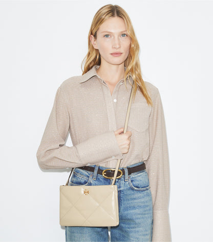 Tory Burch Kira Diamond Quilt Crossbody Bag - Light Stone