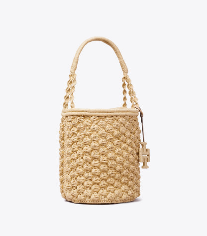 Tory Burch Ella Hand-Crocheted Popcorn Bucket Bag - Natural