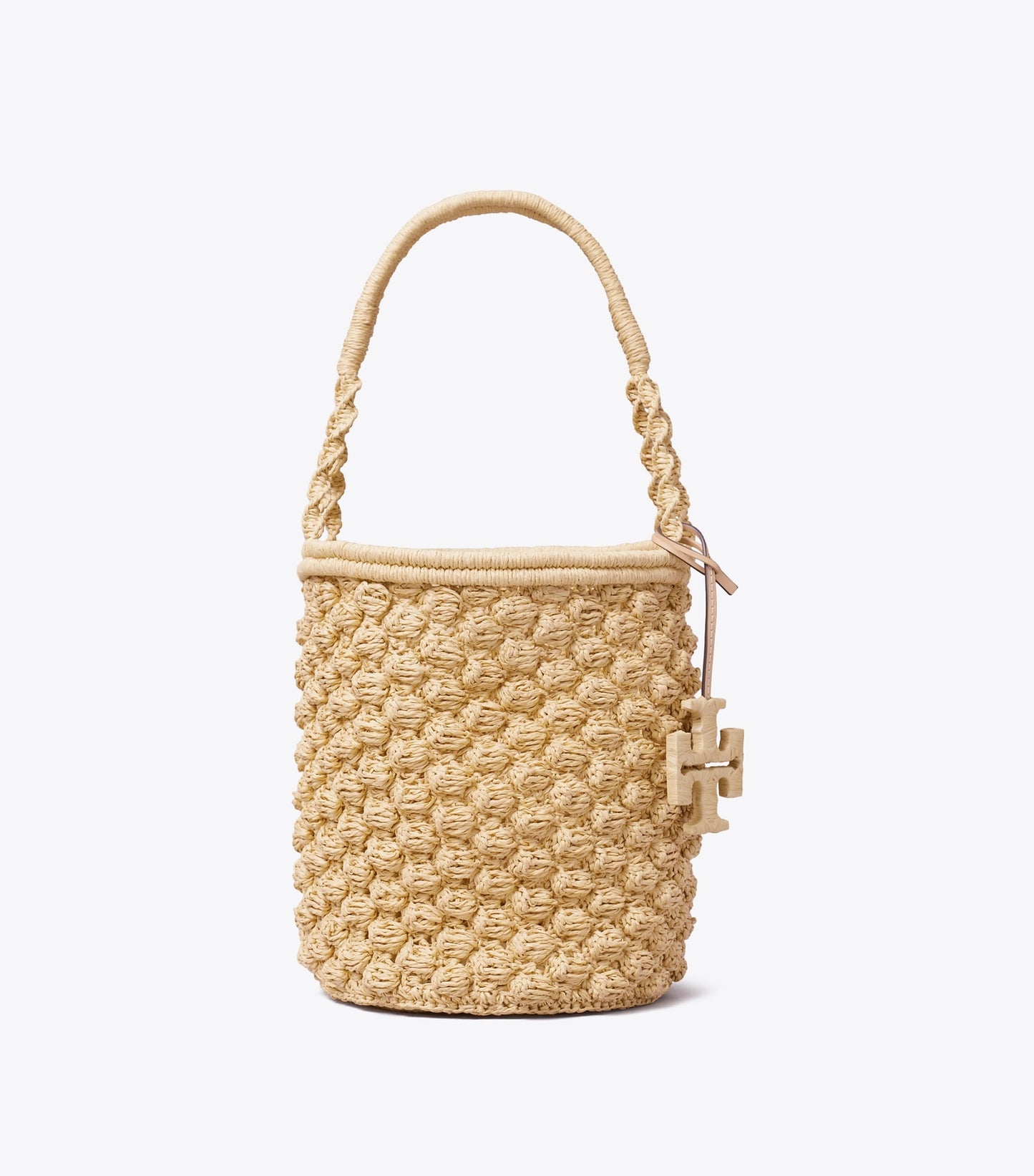 Tory Burch Ella Hand-Crocheted Popcorn Bucket Bag - Natural