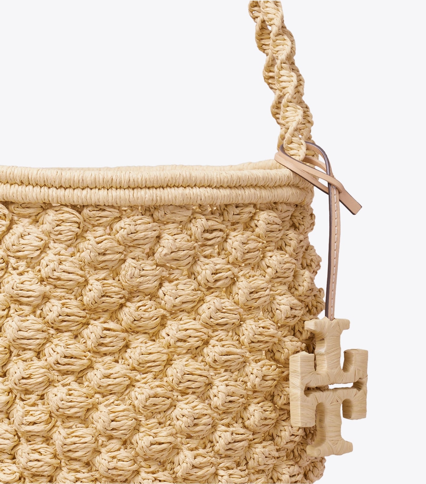 Tory Burch Ella Hand-Crocheted Popcorn Bucket Bag - Natural