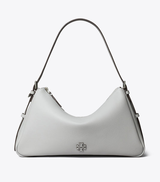 Tory Burch Leather Zip Top Shoulder Bag - Misty Cloud
