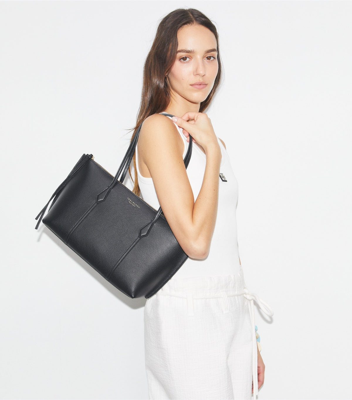 Tory Burch Small Perry Zip Tote - Black