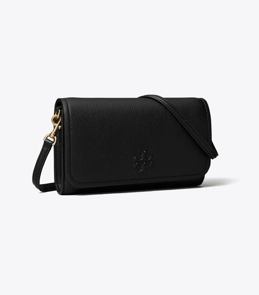 Tory Burch Leather Wallet Crossbody - Black