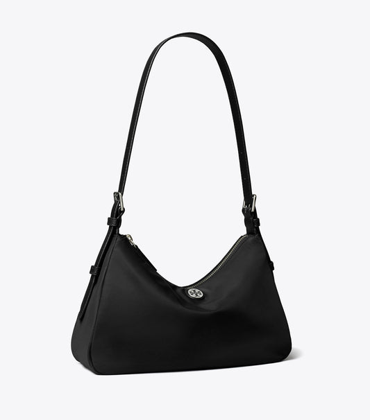 Tory Burch Small Nylon Zip-Top Shoulder Bag - Black