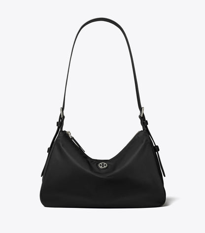 Tory Burch Small Nylon Zip-Top Shoulder Bag - Black