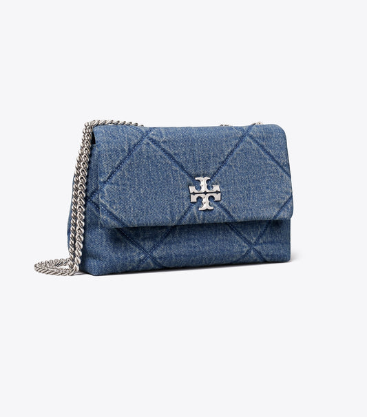 Tory Burch Small Kira Diamond Quilt Denim Shoulder Bag - Blue