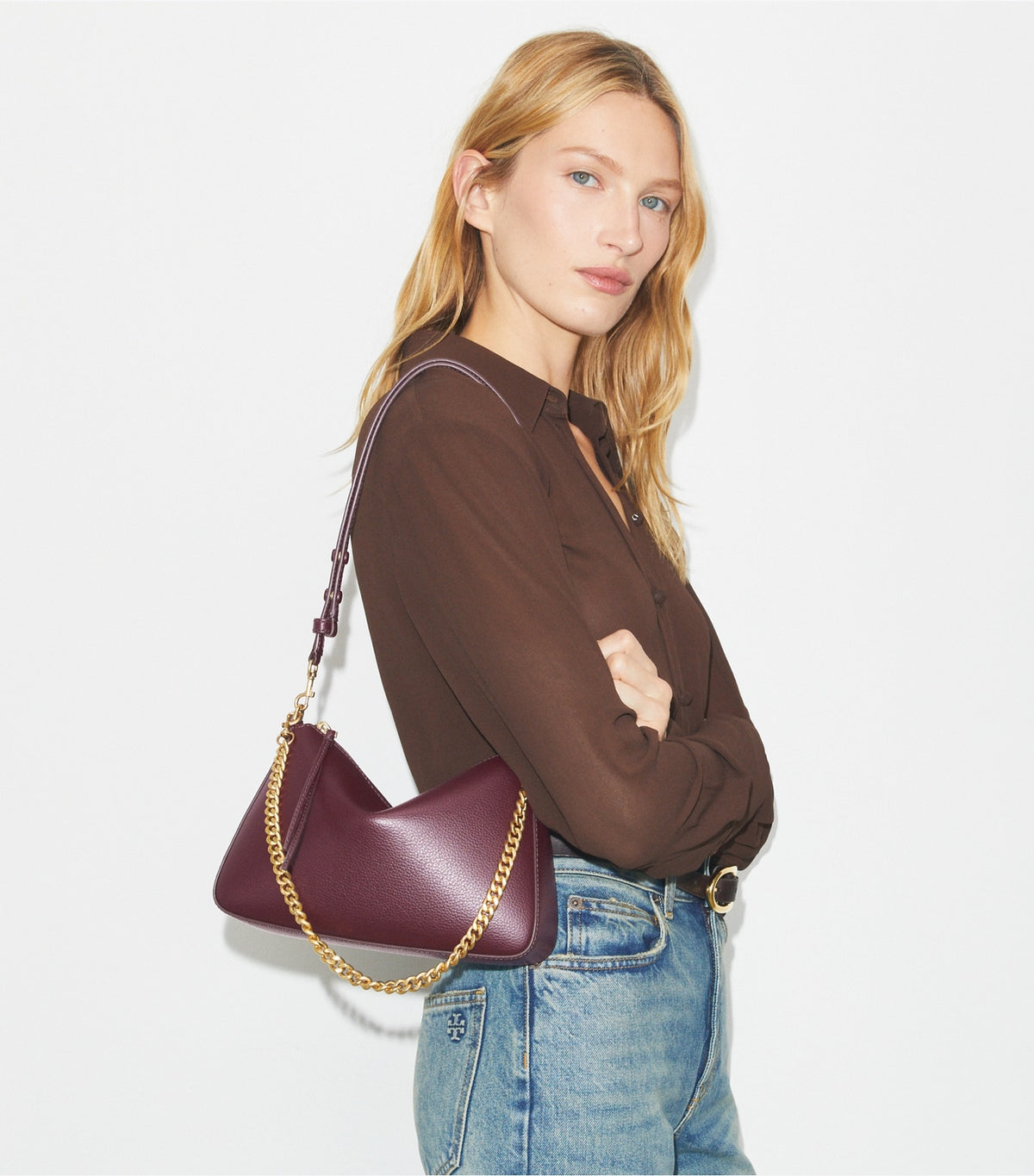 Tory Burch Small Perry Shoulder Bag - Dark Carmine