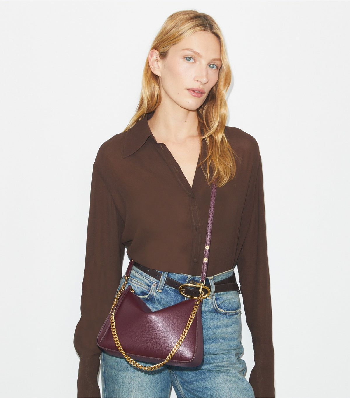 Tory Burch Small Perry Shoulder Bag - Dark Carmine