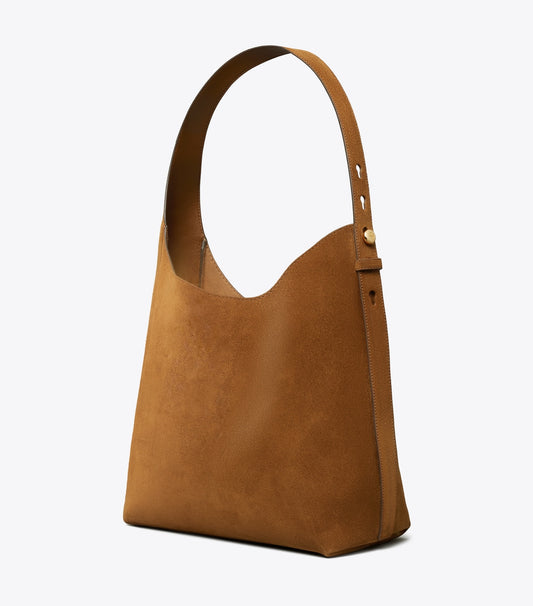 Tory Burch Suede Hobo Bag - Caramel