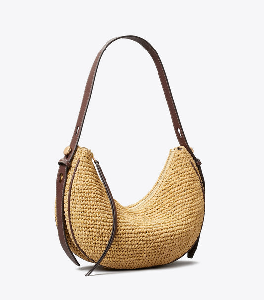 Tory Burch Woven Half Moon Bag - Natural