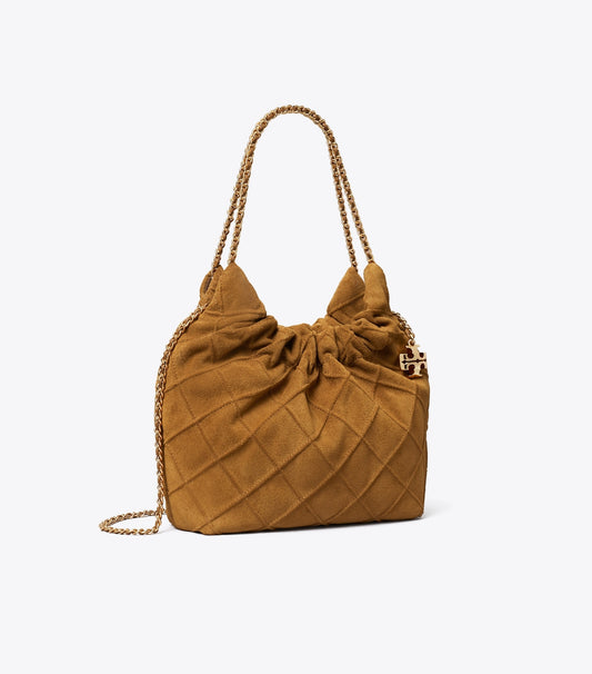 Tory Burch Mini Fleming Soft Suede Hobo Bag - Chicory Brown
