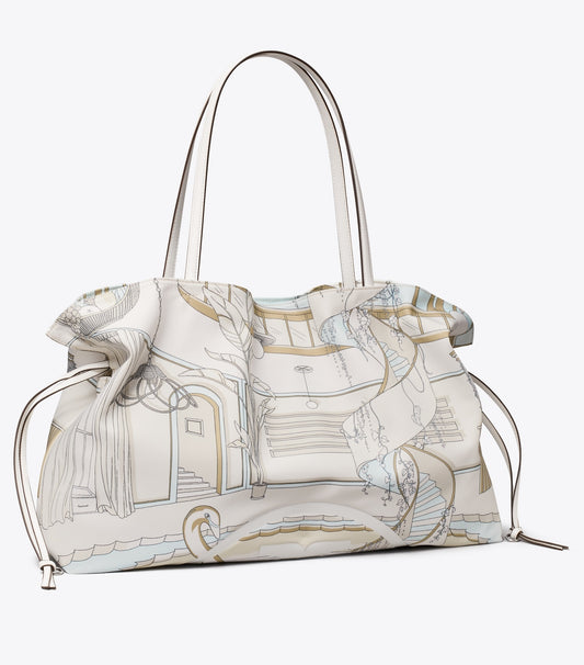 Tory Burch Ella Printed Drawstring Tote - The Pool Beige