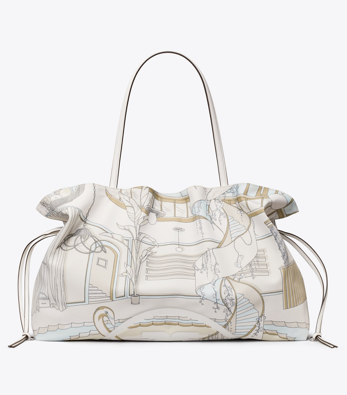Tory Burch Ella Printed Drawstring Tote - The Pool Beige